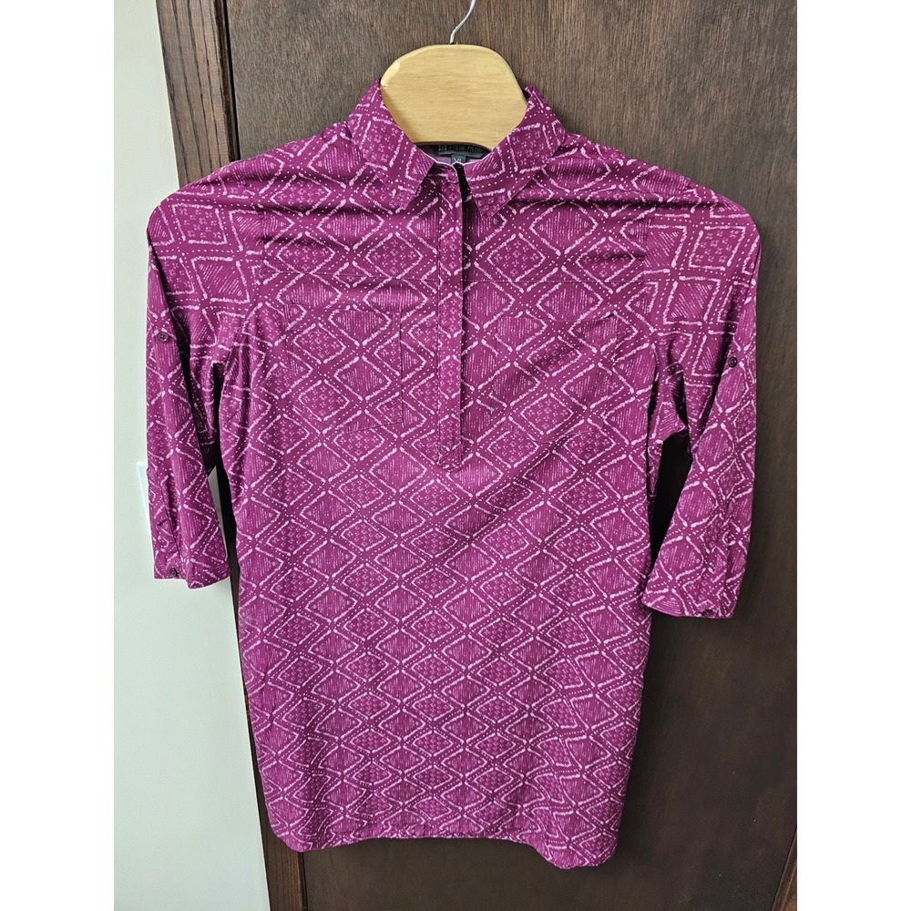 Title Nine Nimblene Adventurista Tunic Dress XL Purple Geometric 3/4 Sleeve